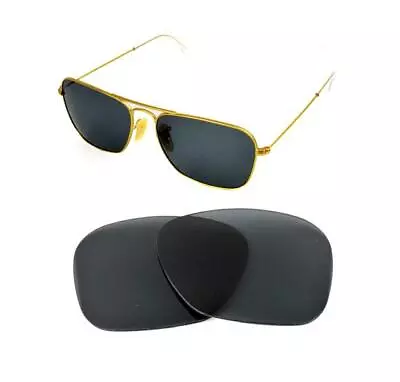 NEW POLARIZED REPLACEMENT BLACK LENS FIT RAY BAN CARAVAN 3136 55mm SUNGLASSES • $48.76