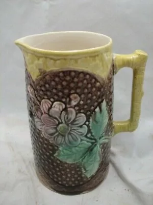 Antique Majolica Art Pottery Pitcher Zinnia Daisy Cosmos Flower Floral • $99.99