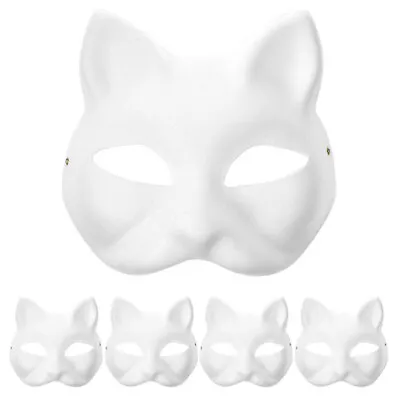 5pcs Cat Mask Halloween DIY Kids Adults Painted Face Animal Mask Animal Party • £6.85