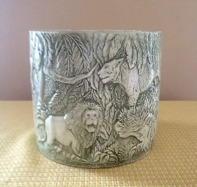 VINTAGE Duncan Ceramic Embossed Jungle Planter Pot - 5.5  HIGH - VERY GOOD • $16