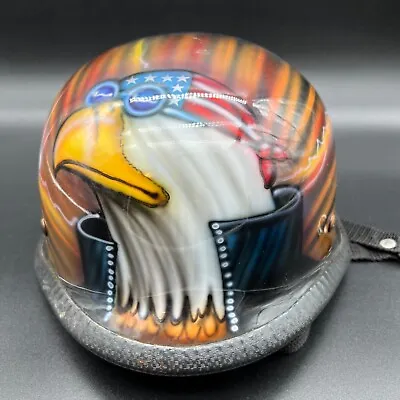 Vintage Half Shell Helmet Airbrushed Patriotic American Bald Eagle Flag USA • $34.49