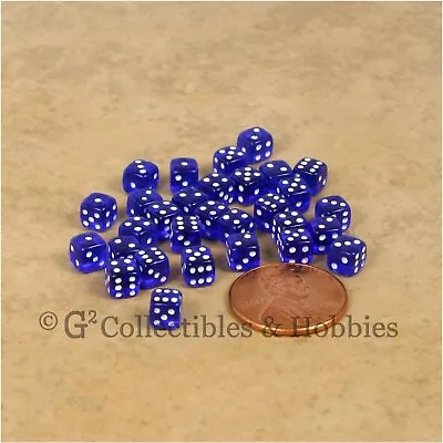 NEW 5mm Deluxe Rounded Edge 30 MINI Dice Transparent Blue RPG Gaming Tiny D6 Set • $8.99