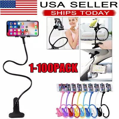 Universal Mobile Phone Gooseneck Stand Holder Flexible Bed Desk Table Clip Lot • $399.29