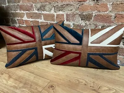 Union Jack Harris Tweed & Velvet Cushion 20” X 14” • £30