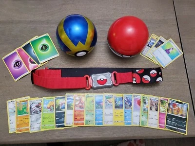 $16.99 • Buy Lot 2 Pokemon Balls Blue And Yellow & Red And One..with Belt And Cards..see Pics