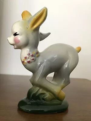 Vintage 1950s RUNNING DEER Fawn CERAMIC Figurine MID-CENTURY Art Pottery KITSCH • $31.50