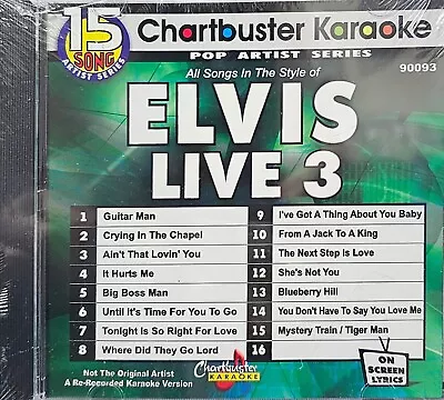 90003 Elvis Live 3       Chartbuster  Karaoke Cdg Rare • $13.99