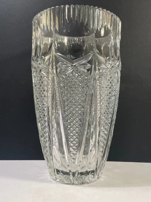 £31.85 • Buy Vintage Heavy Lead Crystal Large Glass Vase 25.5 Cm Tall