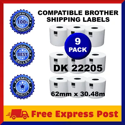 9 Rolls Compatible Brother DK-22205 White Continuous Label For QL-570 QL-700 • $56.95