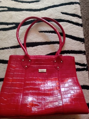 £5 • Buy Red Osprey Leather Mock Croc Tote Bag