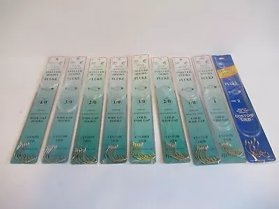 Fluke Hooks Snelled 36  Snell Wide Gap Kahle Hook Flounder Rigs Choose Size Qty • $9.99