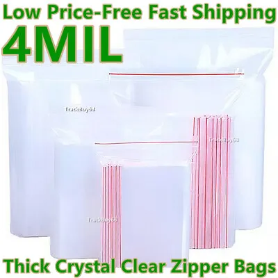 100 Thick Clear Reclosable Zipper Bags 4Mil Zip Small Large Plastic Lock Jewelry • $9.95