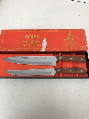 Set Of 2 Vintage Heavy Royal Stainless Steel Knives Chef Knife & Butcher Knife • $19.91
