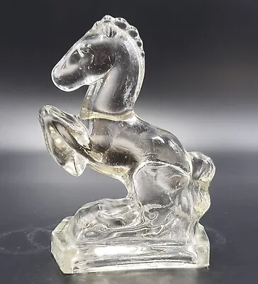 Vintage L.E. Smith Glass Horse Bookend Jumping Clear Single Good Condition • $12