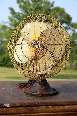 Vintage General Electric Desk Fan Oscillating Industrial Metal Blade Cage Net • $113.75