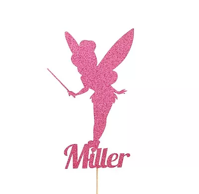 Personalised Birthday Cake Topper Pretty Tinkerbell Fairy Wand Add Any Name • $19