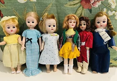 Vintage 1950s Dolls 7”  Lot Of 6 Cowgirl Majorette Ginny Hard Plastic  • $5.99