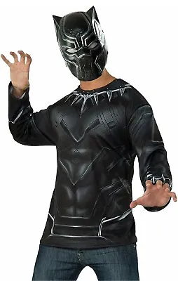 Mens Adult BLACK PANTHER Movie Civil War Halloween Costume Mask XL Shirt • $13