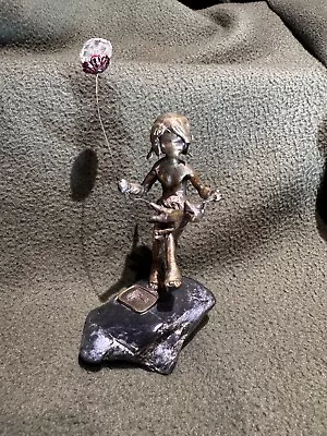 Malcom Moran Bronze Sculpture Girl With Flower And Teddy Bear • $79.99