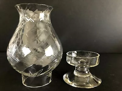 $30 • Buy Vintage Candle Holder With Clear Optic Chimney Shade 8.5  Tall