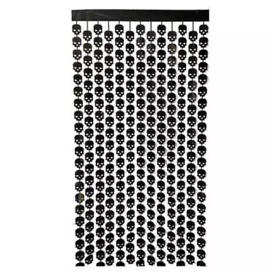 Black Halloween Skull Plastic Fringe Curtain 2m X 98cm • £1.31