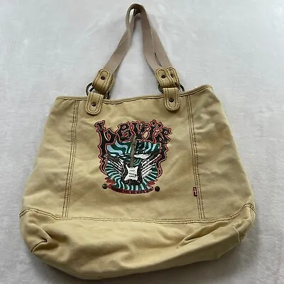 Levis Canvas Tote Shoulder Bag Purse Guitar Rock & Roll Tan • $17.05