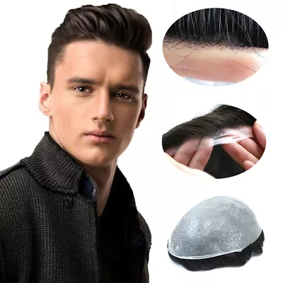 Toupee For Men Hair Replacement System Thin Skin V-loop Wigs Human Hairpieces NG • $102.99