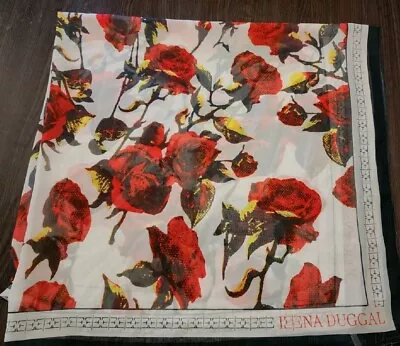 Ieena Duggal For Mac Duggal Women’s Red Rose Scarf 35  Square Designer Scarf • $15.95