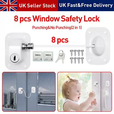 8 X Window Door Restrictor Safety Lock UPVC Child Baby Cable Security Locks UK • £9.69