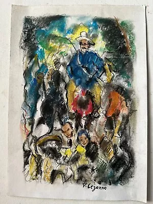 Paul Cézanne Painting On Paper (handmade) Signed And Printed Mixed Media Vtg Art • £102.18