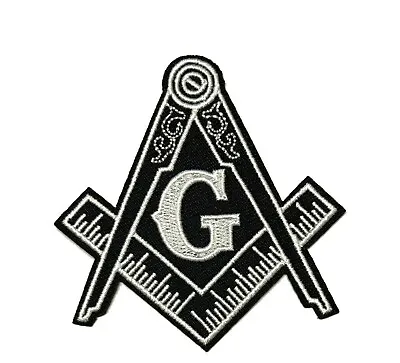 MASONIC LOGO EMBROIDERED PATCH Iron-on FREEMASON SQUARE COMPASS MASON EMBLEM • $4.50