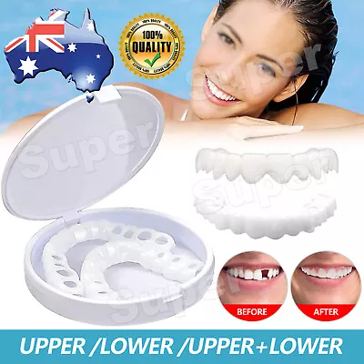 Smile Fake Tooth Snap On Bottom +Upper Lower False Teeth Dental Veneers Dentures • $6.85