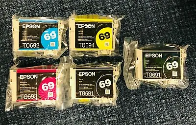 Genuine Epson 69 Ink 5 Cartridges Ink Factory-sealed Plastic Bag No Retail Box. • $19.99