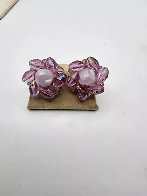 Pretty Pink Vintage Clip-on Earrings Signed West Germany • $10