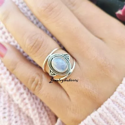Moonstone Ring 925 Sterling Silver Ring Meditation Ring All Size Mis666 • $14.07