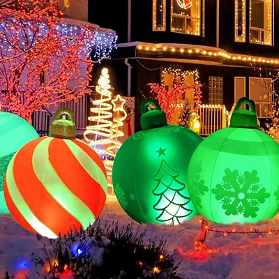 60CM LED Lights Up Inflatable Christmas Decoration Ball Outdoor Xmas Inflatables • $33.95
