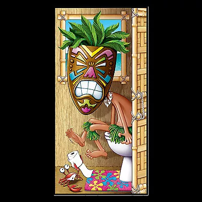 Funny Luau TIKI HEAD MASK On POTTY Bathroom Door Cover Birthday Party Decoration • $6.97