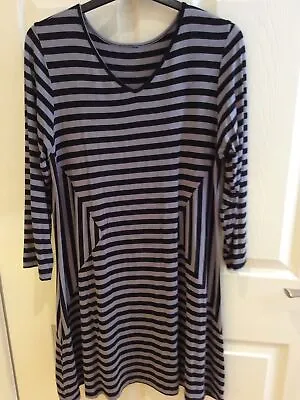 £16.50 • Buy Womens Tunic Top/ Dress By”Yong Kim “Viscose Elastane,Black Stripe, Size Medium.