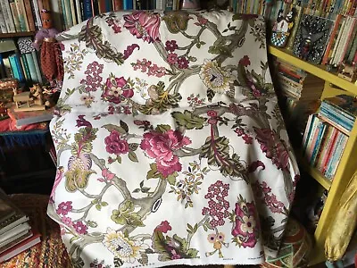 4 Metres Of Warwick Screen Printed Pink Floral Upholstery Fabric • £45