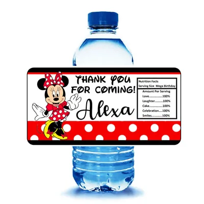 20 Red Minnie Mouse Disney #2 Birthday Party Water Bottle Wrappers Party Favors • $6.99