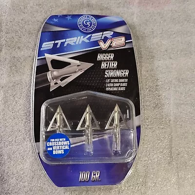 G5 Striker V2 100gr Broadheads! 1 1/4  Diameter Fixed Blade 1802 • $40