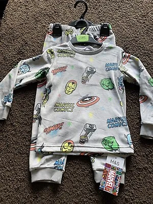 BNWT Marvel @ M&S Boys Age 3-4 Grey Multi Pyjamas  • £6.99