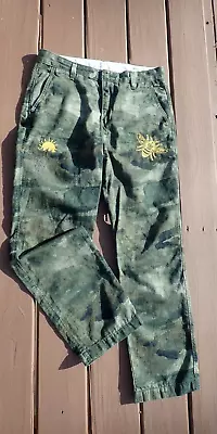 Levi's XX Chino Camo Pants Doodle Green Hemp Embroidered 31 X 30 Unisex? • $31.99