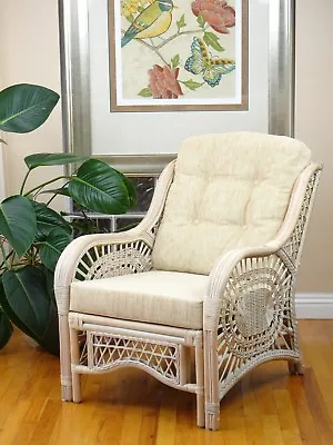 Malibu Design Handmade Rattan Wicker Lounge Chair With Cream Cushions • $299.99
