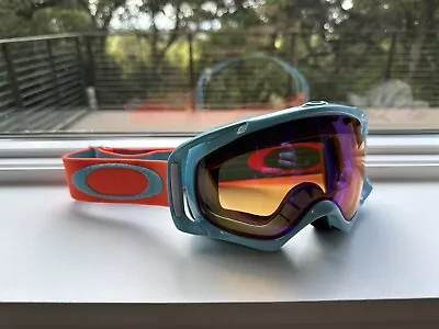 Rare - Oakley Crowbar Snow Ski Goggles / Neon Orange Baby Blue / High Vis Lense • $50