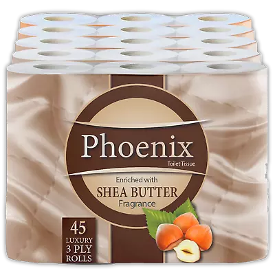 £15.99 • Buy 45 Phoenix Shea Butter Fragranced - Luxury Toilet Rolls – Quilted White 3 Ply