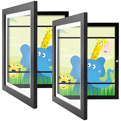 Kids Art Frame Displays 8.5X11 Or A4 Artwork With Mat Solid Wood Tempered Glass • $19.99