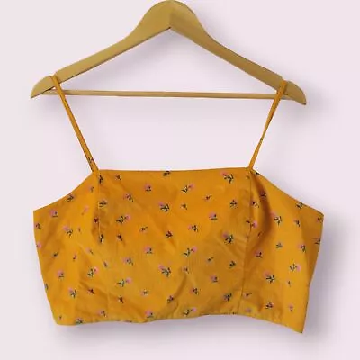 AMERICAN EAGLE OUTFITTERS Corduroy Cotton Yellow Floral Size XL Bra Crop Top • $14.99