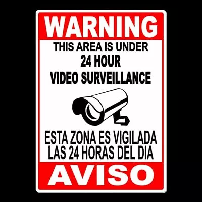 Spanish English Video Surveillance Camera Sign 5  X 7  Sign Aviso Security MS013 • $11.66