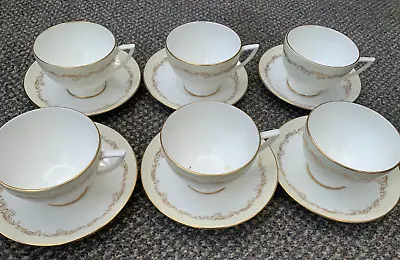 Set Of 6 Minton Gold FELICITY Tea  Cups & Saucers H5289 • £36